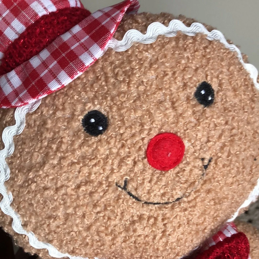 Plaid Gingerbread Man Plush Shelf Sitter Christmas Holiday Home Decor NEW